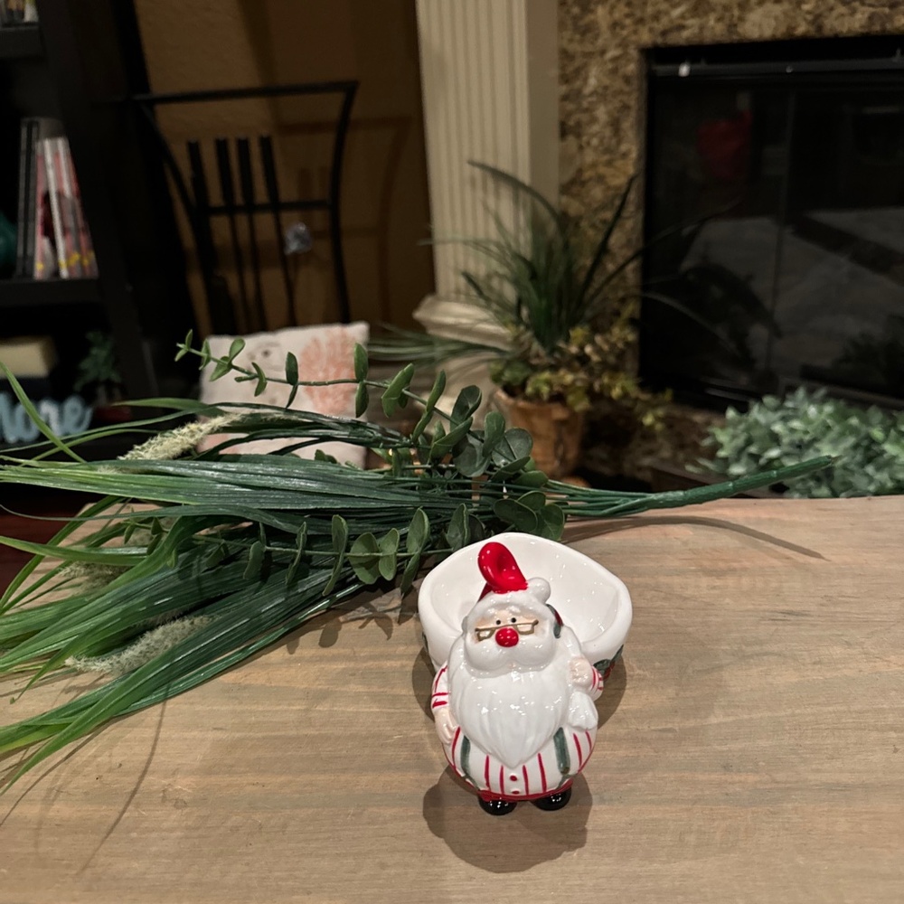 Vintage Fitz and Floyd Omnibus Christmas Santa Ceramic Candy Dish